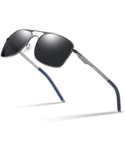 Polarized Aviator Sunglasses For Men Metal Frame UV400 Protection Rectangle Lightweight - Gunmetal/Black - C5197ZUUTDO $6.24 ...