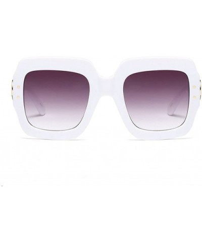 Oversized Square Woman Sunglasses Vintage Men Eyewear Luxury Retro Plastic Sun Glasses - White/Gradual Gray - C018D7H3ML7 $10...