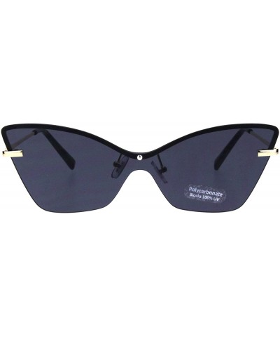 Womens Panel Shield Lens Futuristic Gothic Cat Eye Sunglasses - Black - CR18QG2ZAR2 $8.89 Shield