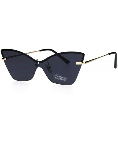 Womens Panel Shield Lens Futuristic Gothic Cat Eye Sunglasses - Black - CR18QG2ZAR2 $8.89 Shield