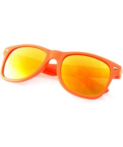 Reflective Flash Color Mirror Reflective Lens Neon Sunglasses - Orange - CU11N8HAW0V $7.54 Wayfarer