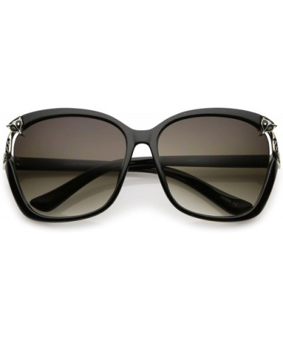 Women's Oversize Metal Fox Accent Cutout Square Sunglasses 60mm - Black Silver / Lavender - C8184S4EDGL $5.99 Oversized