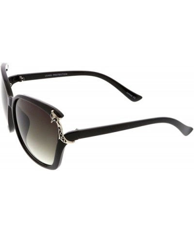 Women's Oversize Metal Fox Accent Cutout Square Sunglasses 60mm - Black Silver / Lavender - C8184S4EDGL $5.99 Oversized