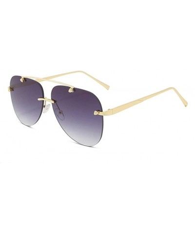 Pilot Sunglasses for Women Rimless Big Lend Gradient Shade UV Protection - C1 - CD190NAMXMZ $8.26 Oversized