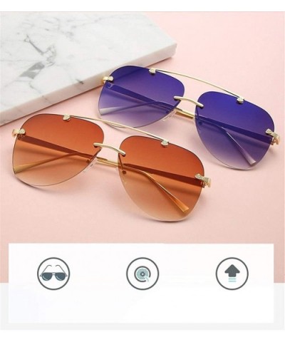 Pilot Sunglasses for Women Rimless Big Lend Gradient Shade UV Protection - C1 - CD190NAMXMZ $8.26 Oversized