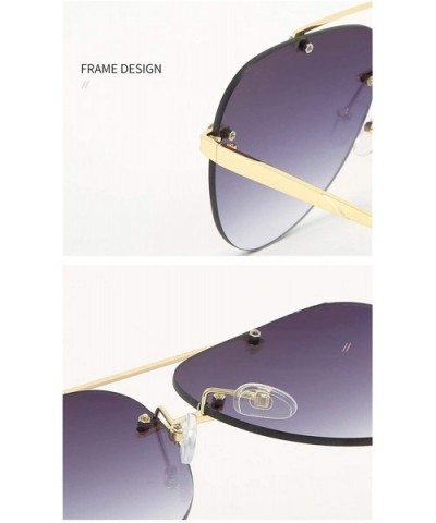 Pilot Sunglasses for Women Rimless Big Lend Gradient Shade UV Protection - C1 - CD190NAMXMZ $8.26 Oversized