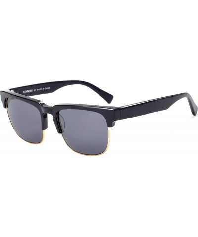 Men's rectangular Square Sunglasses Scratch Resistant Designer Handmade Acetate Horn Rimmed Overiszed - C218Z3UI5LE $36.14 Ri...