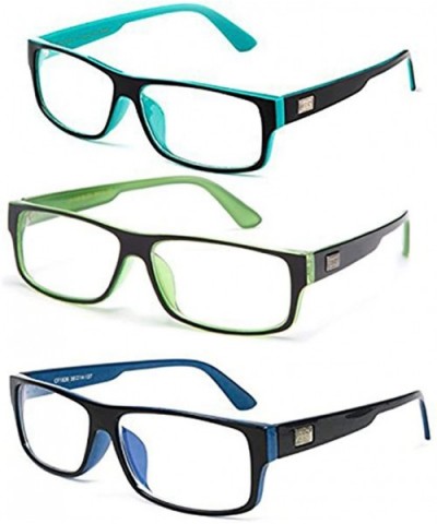 "Kayden" Retro Unisex Plastic Fashion Clear Lens Glasses - Green 3 Pack - CA11T868LRD $14.39 Goggle