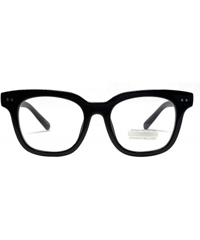Retro Nerd Geek Oversized Eye Glasses Horn Rim Framed Clear Lens Spectacles - Black 891014 - CX18X9AURMT $6.35 Square