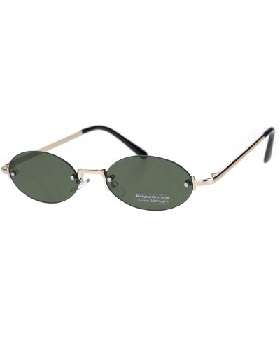 Mens Snug Pimp Narrow Oval Rimless Metal Rim Sunglasses - Gold Green - C118K2R7K5U $7.92 Round