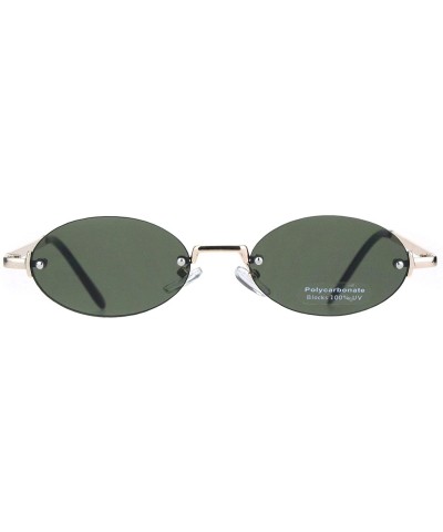 Mens Snug Pimp Narrow Oval Rimless Metal Rim Sunglasses - Gold Green - C118K2R7K5U $7.92 Round