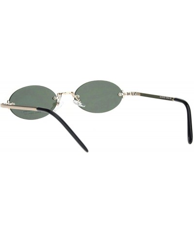 Mens Snug Pimp Narrow Oval Rimless Metal Rim Sunglasses - Gold Green - C118K2R7K5U $7.92 Round