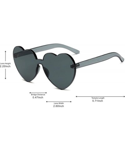 Heart Shape Rimless One Piece Clear Lens Color Candy Sunglasses - Black - CT18EH36C75 $8.52 Square