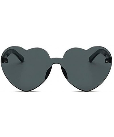 Heart Shape Rimless One Piece Clear Lens Color Candy Sunglasses - Black - CT18EH36C75 $8.52 Square