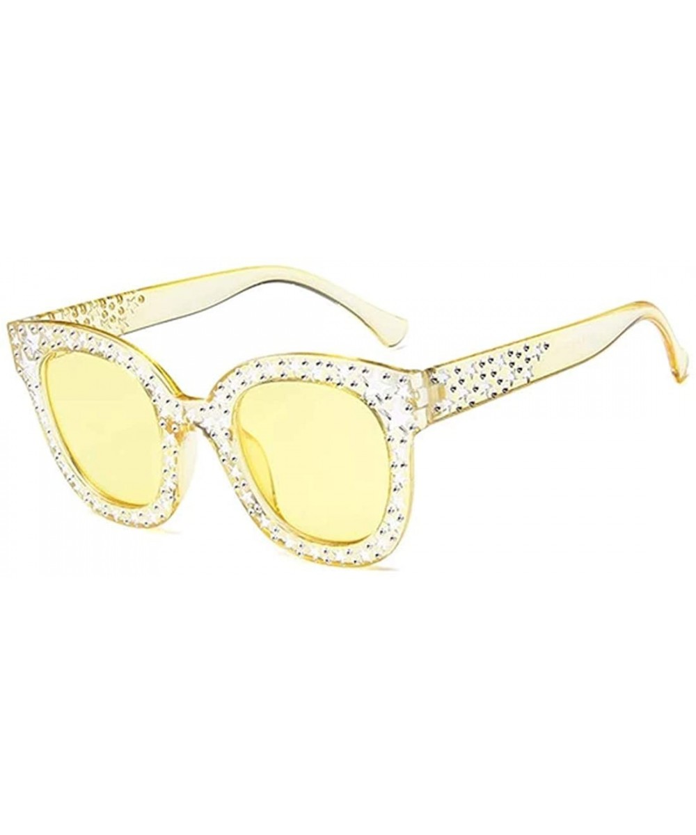 Designer star studded UV400 glitzy Sunglasses For Women - By SimplyMaelle - Yellow - CT1939SMA6L $8.32 Oval