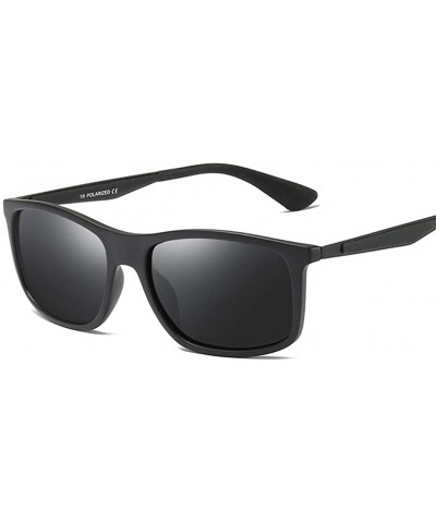 Polarized Sunglasses Men Driving Male Sun Glasses Rectangle TR90 Frame Stylish - Black - CZ18K0ZCT8C $7.85 Rectangular