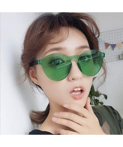 Oversized One Piece Rimless Tinted Sunglasses Clear Colored Lenses - Green - C4186M7L85E $6.61 Rimless