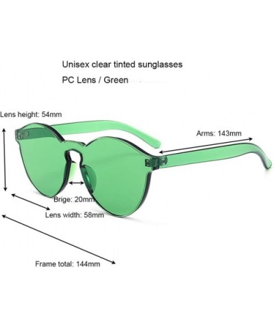 Oversized One Piece Rimless Tinted Sunglasses Clear Colored Lenses - Green - C4186M7L85E $6.61 Rimless