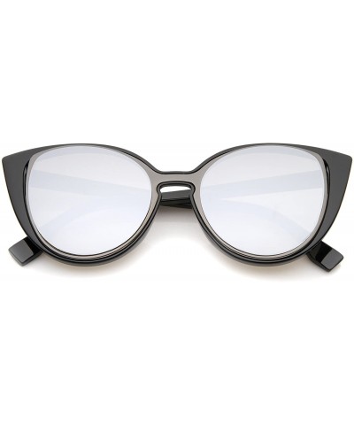 Women's Open Metal Insert Colored Mirror Lens Cat Eye Sunglasses 51mm - Black-gunmetal / Silver Mirror - CJ12KUKHR7F $5.52 Ca...