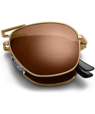 Polarized Sunglasses Folding Browline Chaofanjiancai - Coffee - CI18WIO2RW3 $22.90 Round