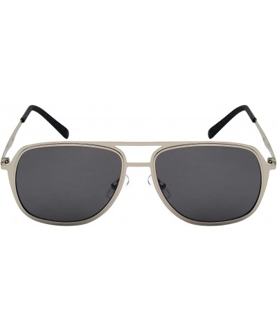 Sleek Metal Aviators w/Flat Flash Mirrored Lens 25136-FLFM - Silver - CP12LQ0RODP $5.42 Square