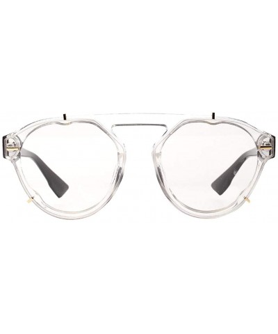 Fashion Round Sunglasses for Women Men Flat Lens Oversized Vintage Shades UV400 - A - CQ18UDCQKQ6 $8.01 Oversized