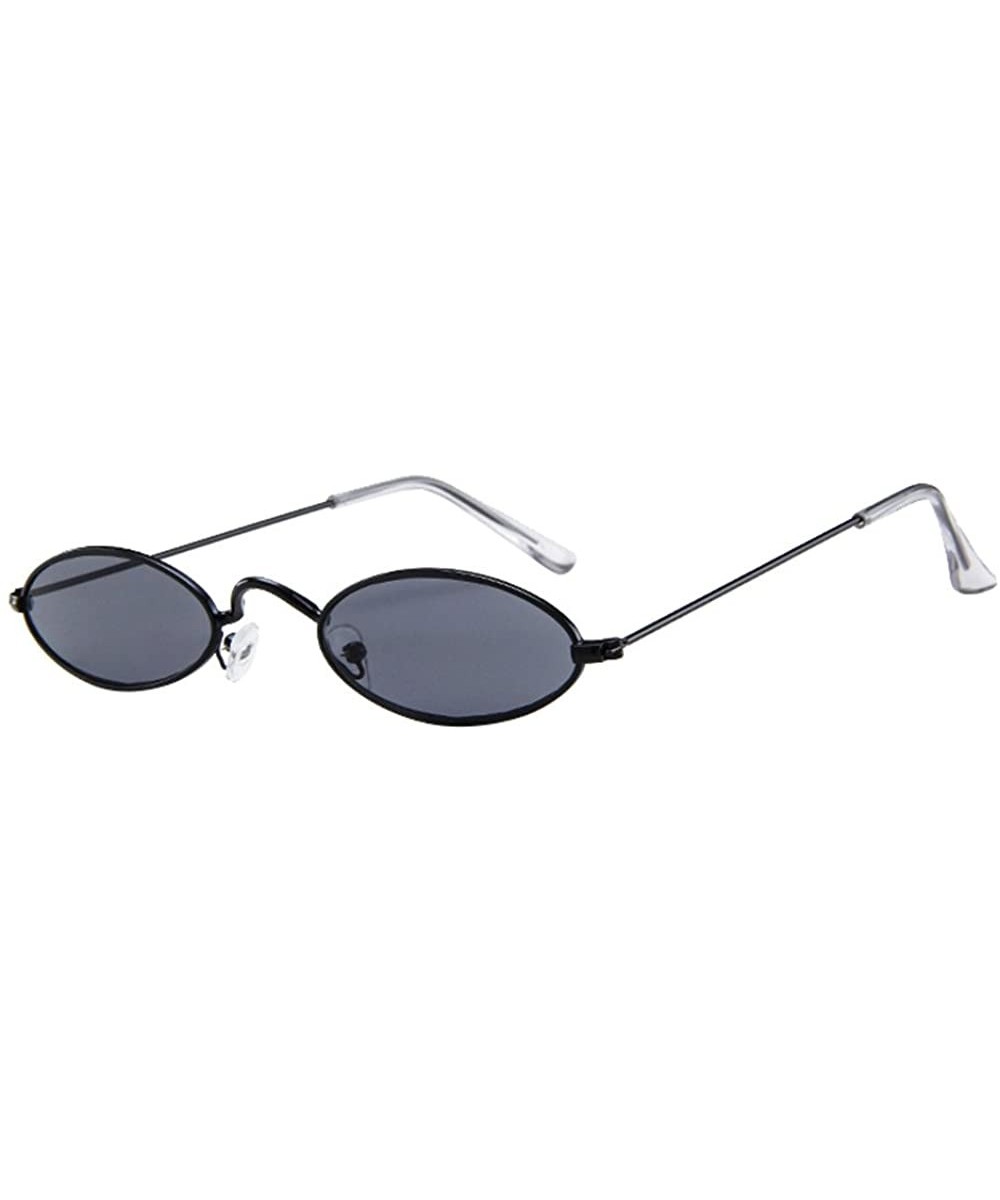 Mens Womens Retro Small Oval Sunglasses Metal Frame Shades Eyewear Sunglasses - A - C0196DK6DQZ $5.76 Oval
