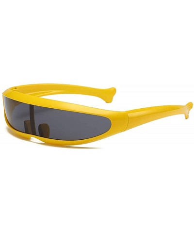 Futuristic Cyclops Sunglasses One Lens For Cosplay Narrow Party Favor Shield Wrap Glasses Technological - Yellow - C018K7QK92...