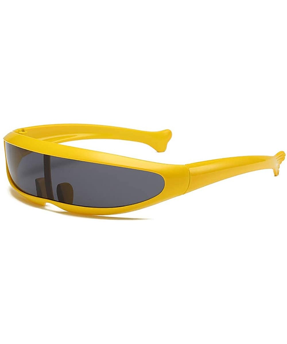 Futuristic Cyclops Sunglasses One Lens For Cosplay Narrow Party Favor Shield Wrap Glasses Technological - Yellow - C018K7QK92...