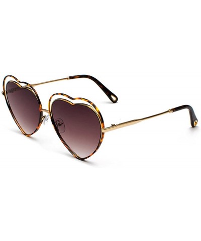 Men's & Women's Glasses Metal Frame Colored Gradient Lens Sunglasses - Leopard Framed Tea - C118EQKDGA7 $9.68 Oval