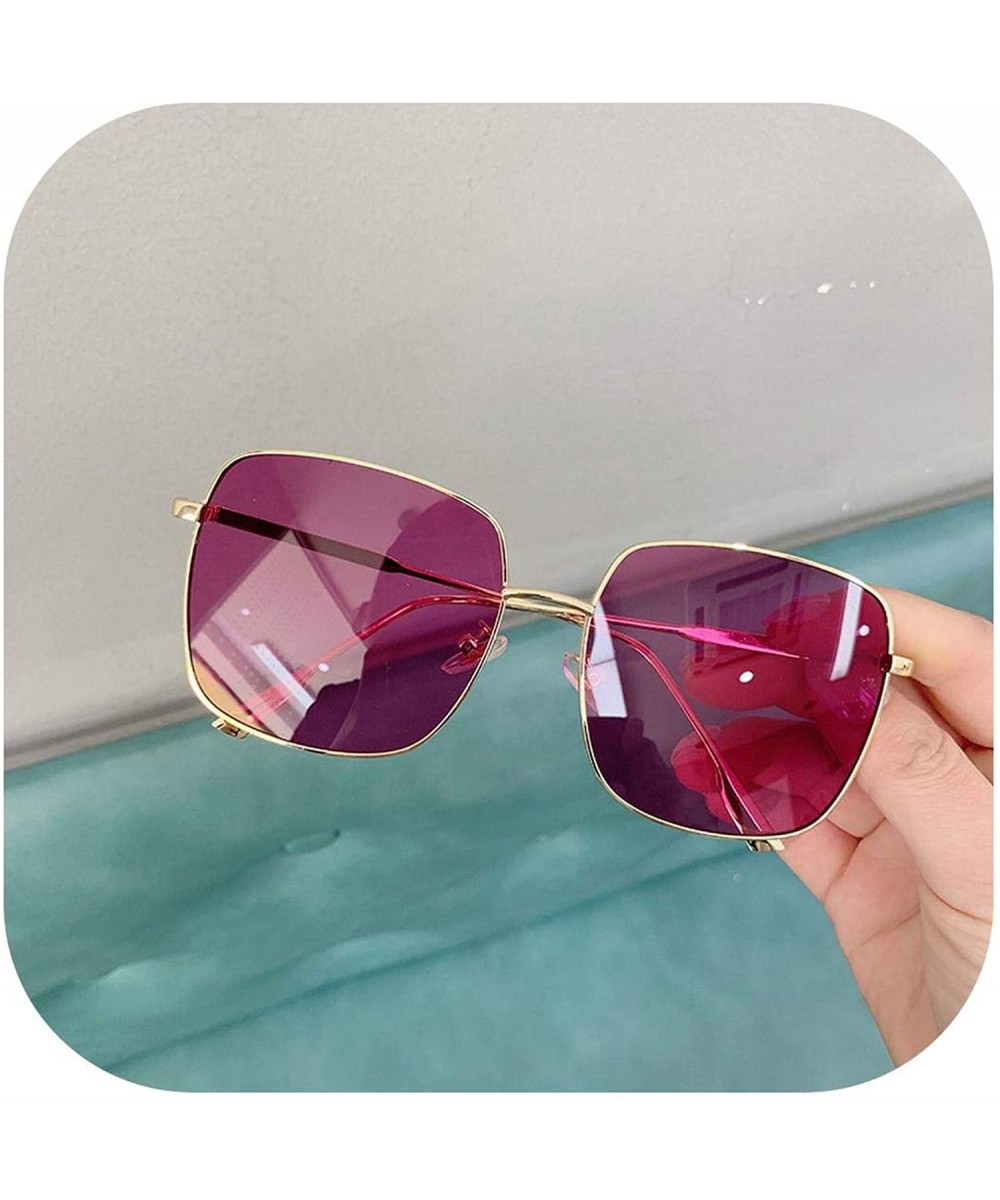 Sunglasses Women Vintage Oversized Glasses Square Shades Metal Frame Womens UV400 Eyewear Ocean Lens - Color 4 - CS197A2IZDM ...