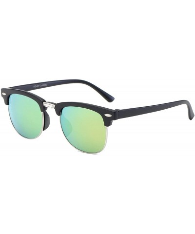 Pouch Retro Rewind Juniors Half Frame Square Colored Mirror Sunglasses - C518RX2TEOH $6.05 Square