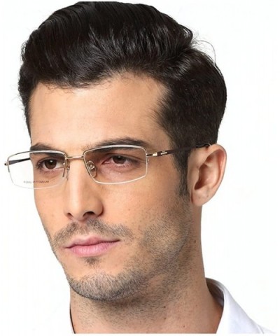 Fashion Vintage Half Frame Titanium Business Glasses Frame Men's Brand Designer - Gold - C9189TXRK69 $20.12 Square