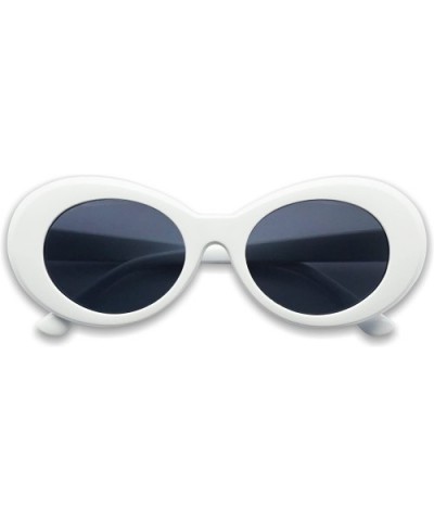 White Colorful Oval Clout Goggles Bold Retro Thick MOD 51mm Round Lens Sunglasses - White - CH186AK0QK5 $6.95 Round