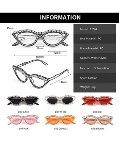 Rhinestone Sunglasses Vintage Eyeglasses - C5 Orange - CV19033W9OT $7.68 Cat Eye