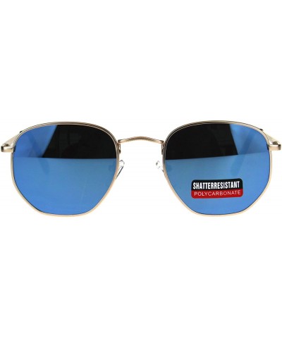 Mens Color Mirror Rectangular 90s Metal Rim Classic Sunglasses - Blue - CW1808LE2WU $7.20 Rectangular