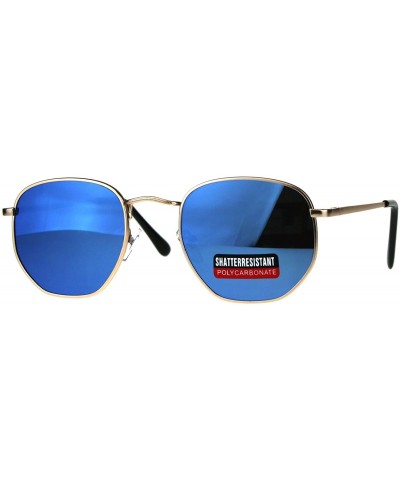 Mens Color Mirror Rectangular 90s Metal Rim Classic Sunglasses - Blue - CW1808LE2WU $7.20 Rectangular