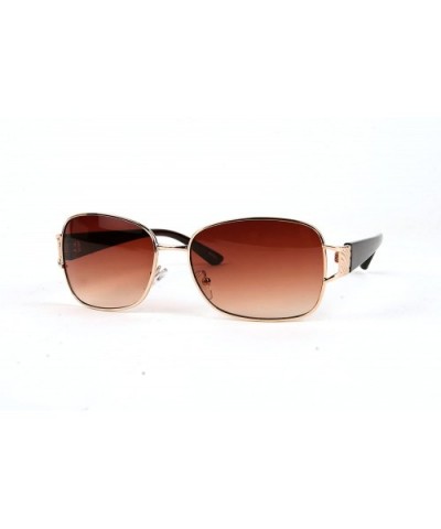 POP Thin Bridged Leisure Rectangular Sunglasses P2209 - Gold-gradientbrown Lens - CK127478BRH $10.49 Rectangular