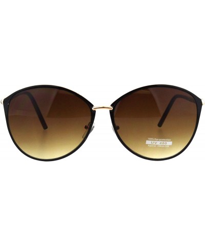 Womens Fashion Sunglasses Chic Stylish Round Frame UV 400 - Gold Brown (Brown Gradient) - CV18L4UGNT2 $6.53 Round