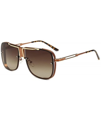 Square Men's Metal Frame Gold 2019 Designer Sunglasses Men's Driving Sunglasses - Brown - CF18SW0I9G7 $8.65 Square