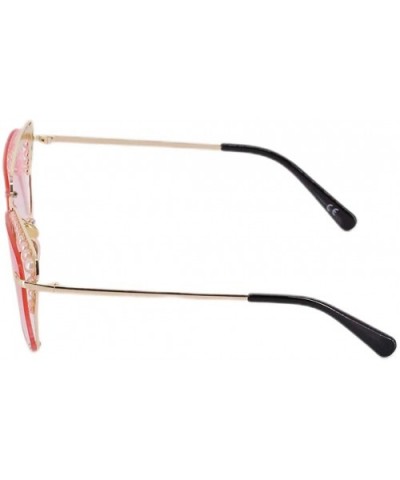 Women Pearl Sunglasses Oversized Square Metal Frame - Pink - C818ZXG7S6D $8.60 Square