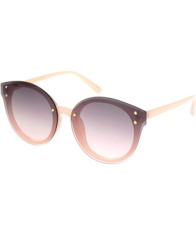 Womens Flat Panel Lens Retro Rimless Horned Minimal Sunglasses - Pink Gradient Pink - C418OEQXKTE $8.37 Round