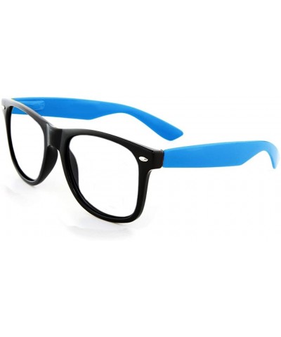 Fashion Glasses for Men Women Retro Pop Color Frame Clear Lens - Black/Blue - CM1197CHCHD $6.35 Wayfarer
