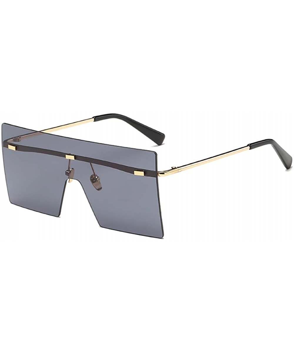 Modern Fashion Flat Top Flash Mirror Plastic Pilot Sunglasses Rimless Square Frame - Black - CY189OM24X2 $8.38 Square