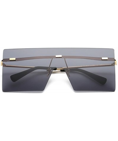 Modern Fashion Flat Top Flash Mirror Plastic Pilot Sunglasses Rimless Square Frame - Black - CY189OM24X2 $8.38 Square