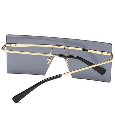 Modern Fashion Flat Top Flash Mirror Plastic Pilot Sunglasses Rimless Square Frame - Black - CY189OM24X2 $8.38 Square