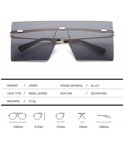 Modern Fashion Flat Top Flash Mirror Plastic Pilot Sunglasses Rimless Square Frame - Black - CY189OM24X2 $8.38 Square