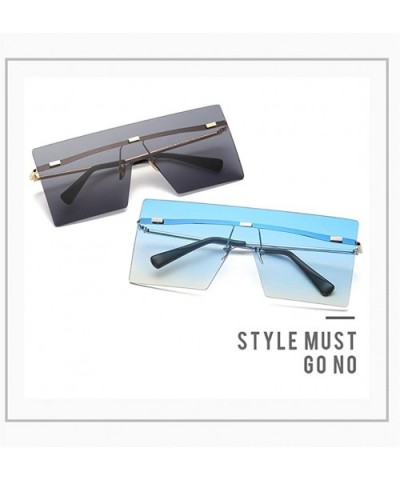 Modern Fashion Flat Top Flash Mirror Plastic Pilot Sunglasses Rimless Square Frame - Black - CY189OM24X2 $8.38 Square