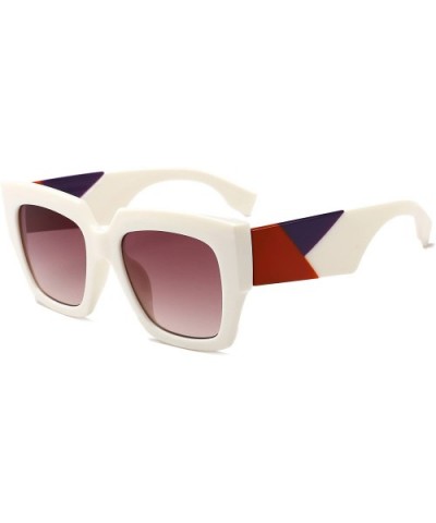Trendy Luxury Square Oversized Sunglasses for Women Brand Designer Shades - White Frame/Gradient Brown Lens - CK18S2WXS5H $10...