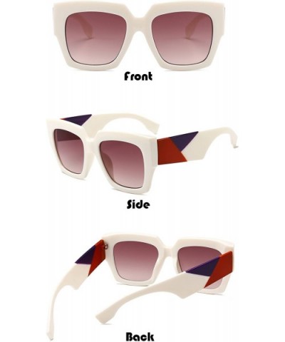 Trendy Luxury Square Oversized Sunglasses for Women Brand Designer Shades - White Frame/Gradient Brown Lens - CK18S2WXS5H $10...